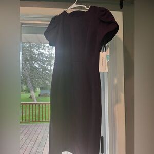 Calvin Klein Dark Purple Tulip Sleeve Sheath Dress
